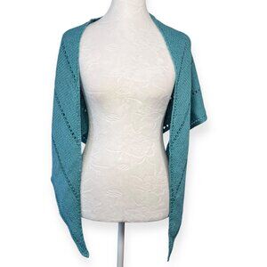 Teal Knit Shawl Wrap Triangle Lightweight